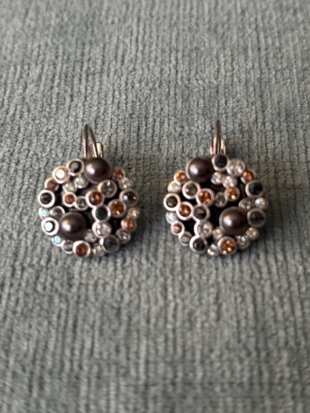 Brighton Gunmetal and Rose Gold Cluster Drop Earrings